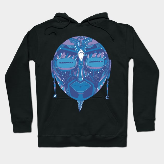 Mountain Blue African Mask 2 Hoodie by kenallouis